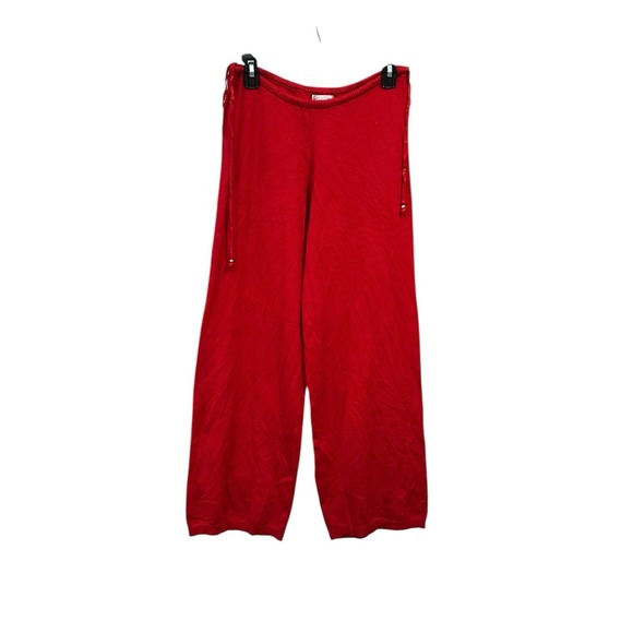 Frankie B Breeze Low Rise Cloud Knit Pants in Love Bug Red Wide Leg #EF9-8 - Picture 6 of 13